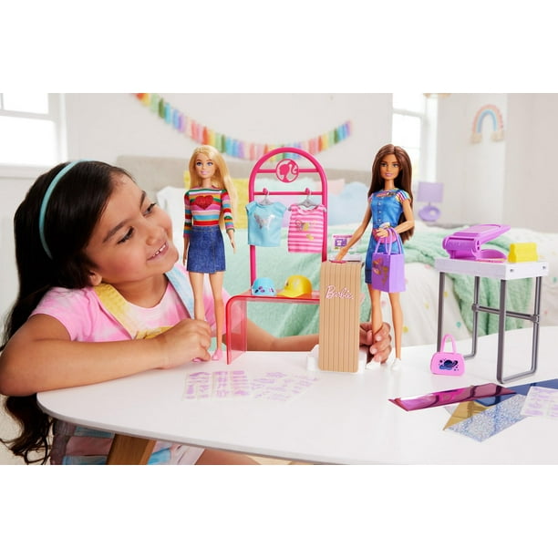 Barbie - Coffret de jeu - Boutique Créations, poupée brunette, access.