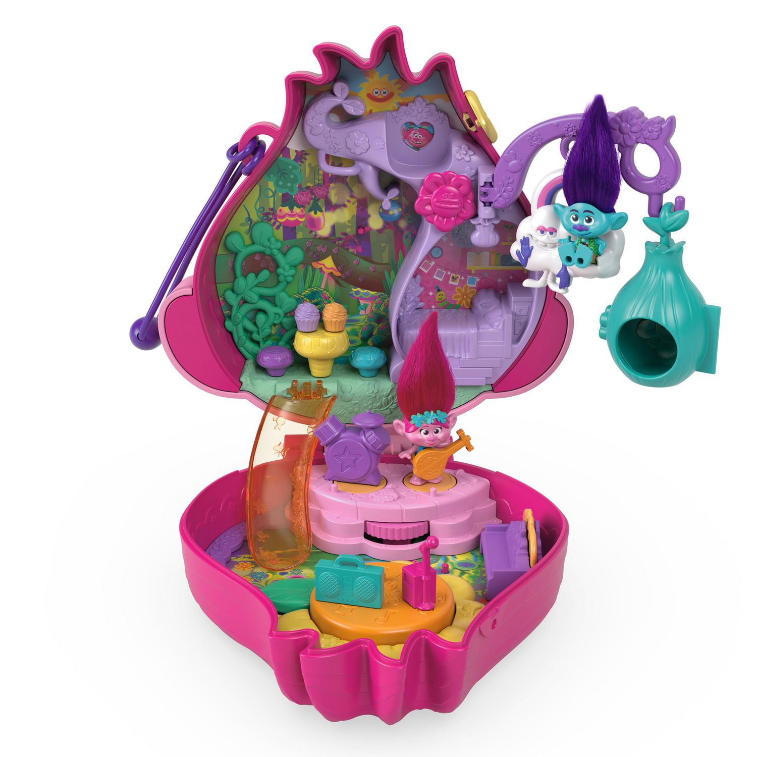 Polly Pocket & DreamWorks Trolls Compact Playset with Poppy & Branch Dolls  