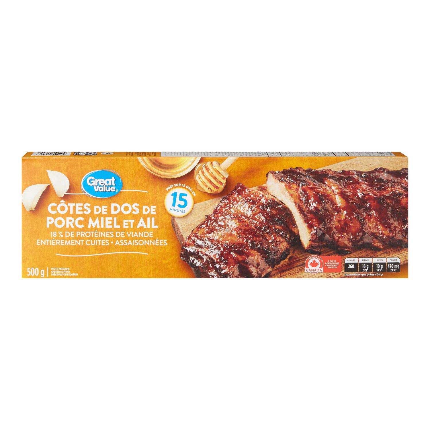 Great Value Honey Garlic Pork Back Ribs 500 g