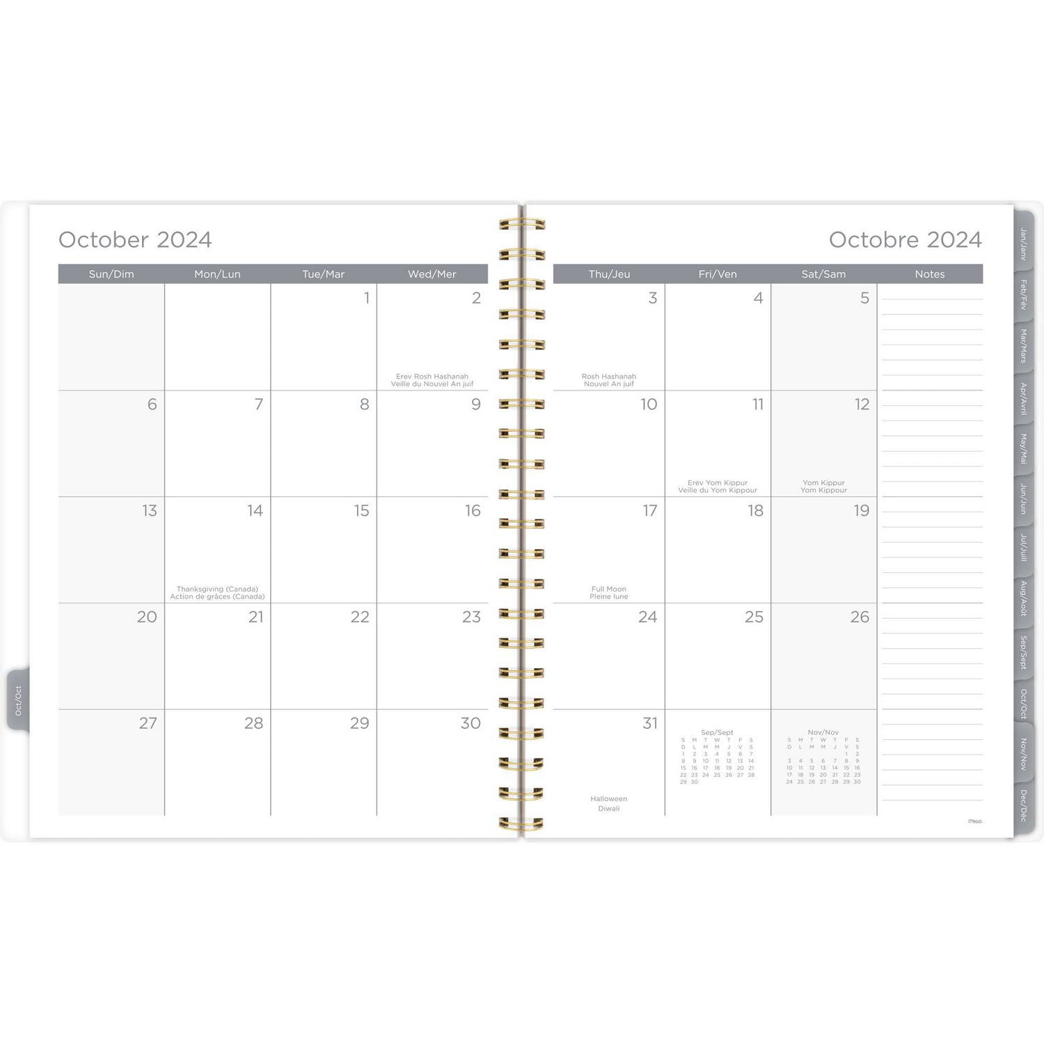 Mead 15M Abeille grand agenda hebdomadaire/mensuel 25