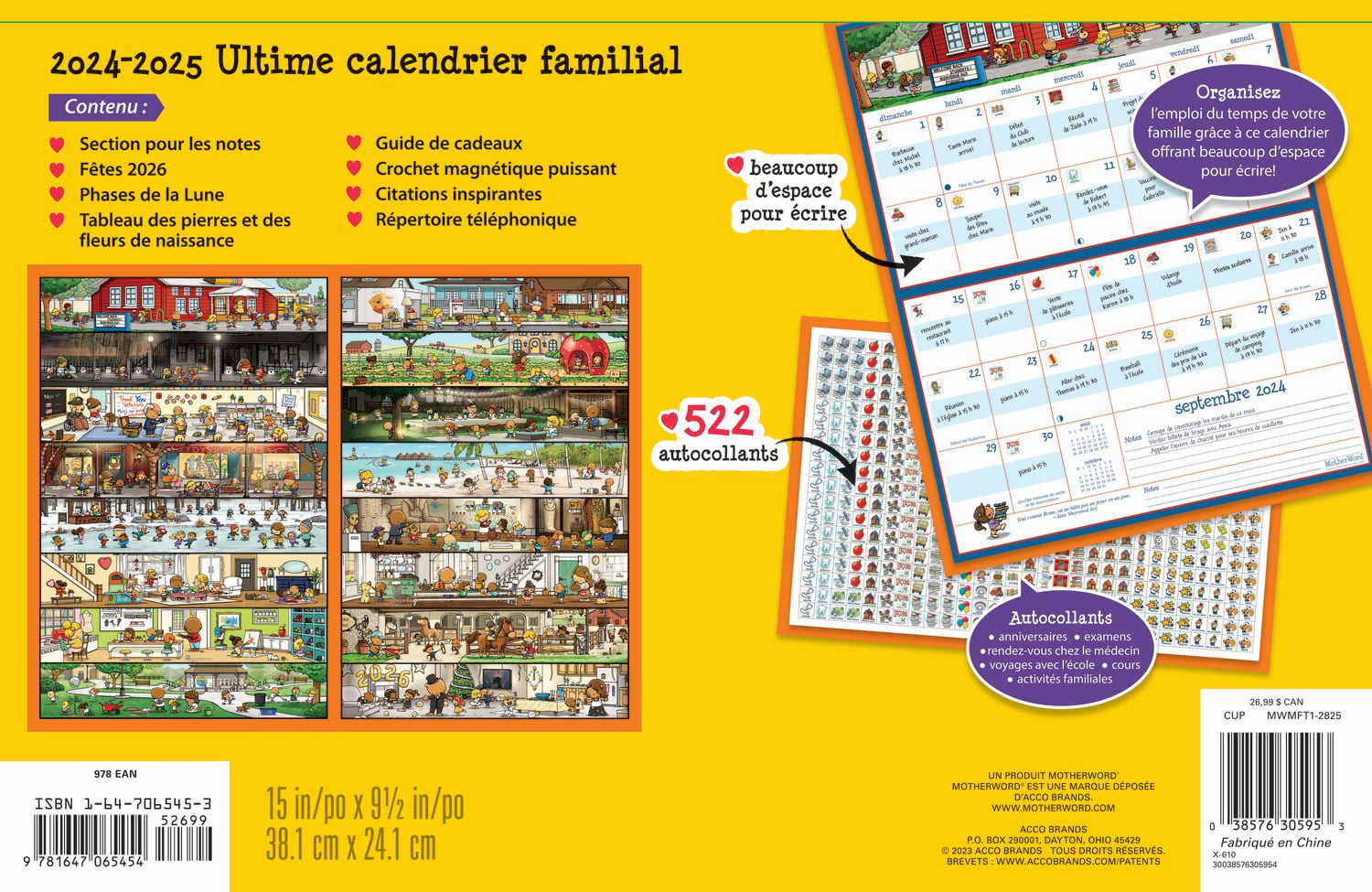 Calendrier magnétique Motherword 2025 - français