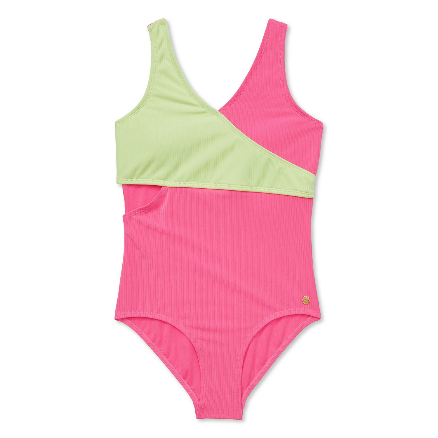 Justice Girls' Wrap Colour Blocking One Piece Swimsuit
