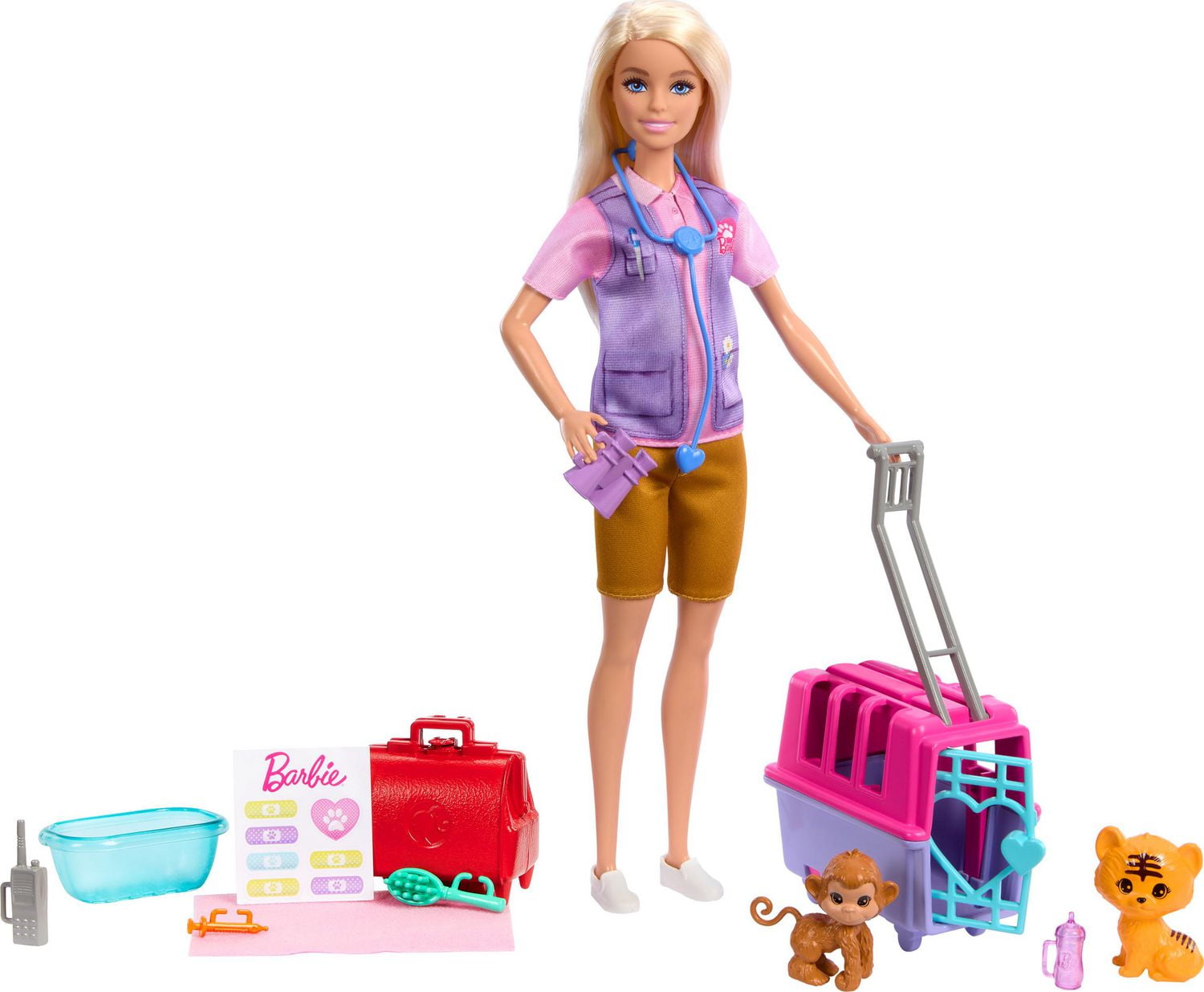 Barbie Animal Rescue Recovery Playset with Blonde Doll 2 Animal Figures Accessories Walmart