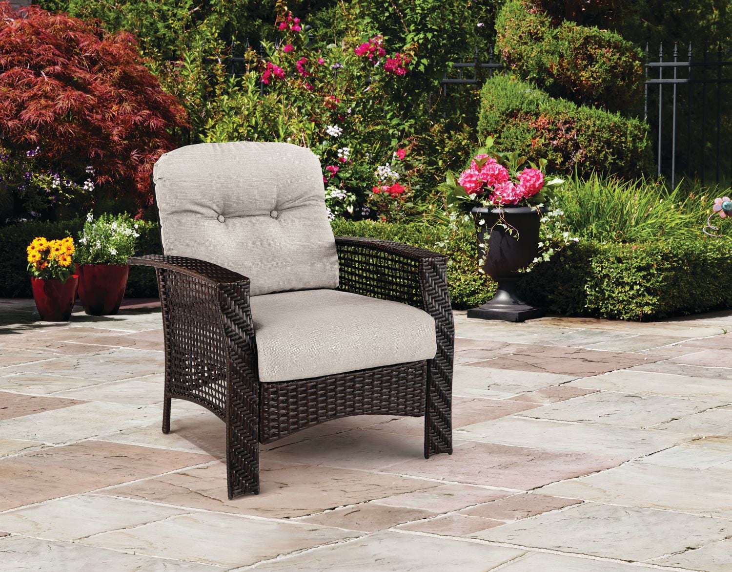 hometrends Tuscany Wicker Lounge Chair Grey Walmart Canada