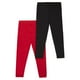 Paq. de 2 leggings à bordure à dentelle George British Design, noir et rouge pour filles – image 1 sur 3