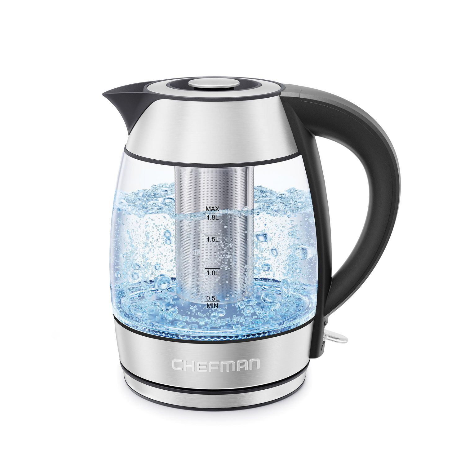 Chefman Easy Steep 1 8L Electric Kettle with Tea Infuser Stainless Steel 1.8L 1500 Watt Walmart