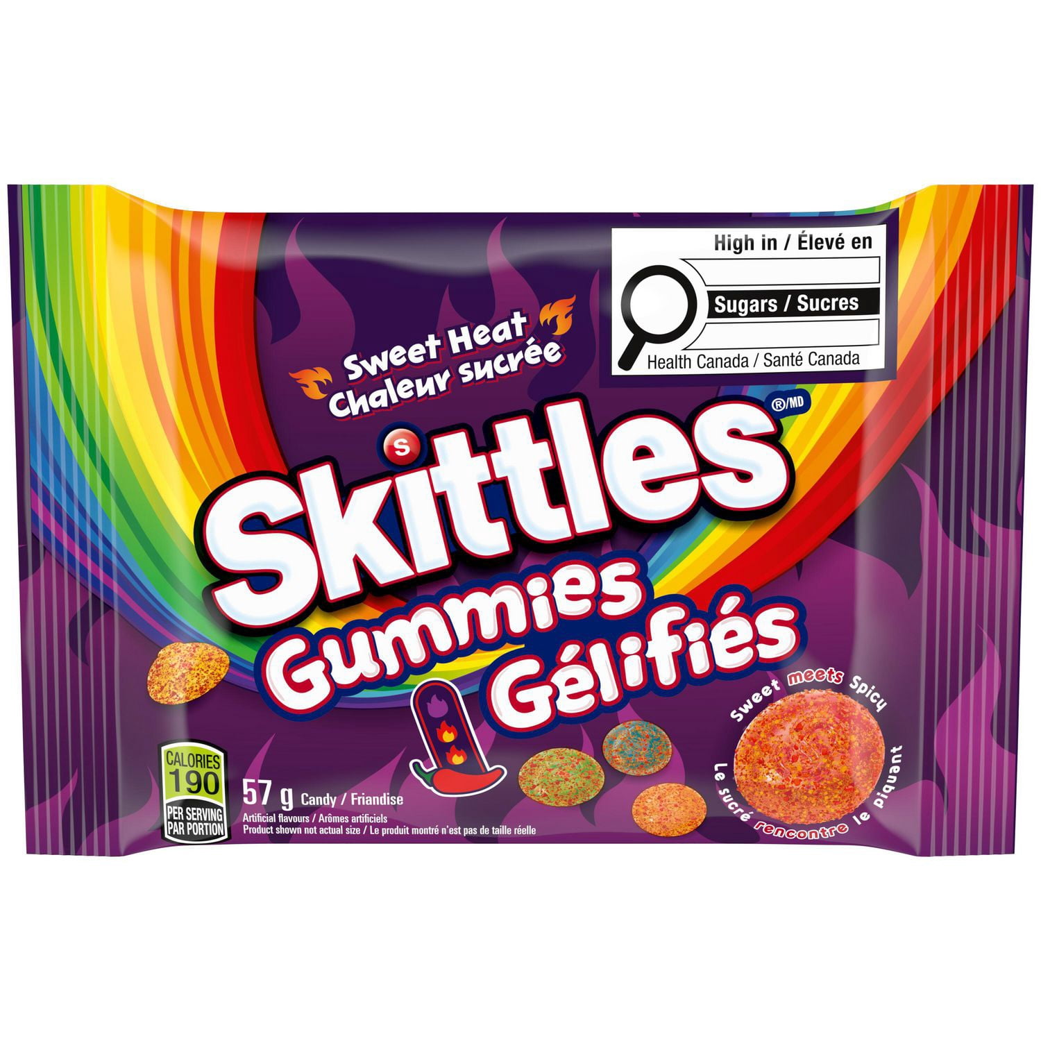 SKITTLES, Sweet Heat Gummy Candy, Pack, 57g