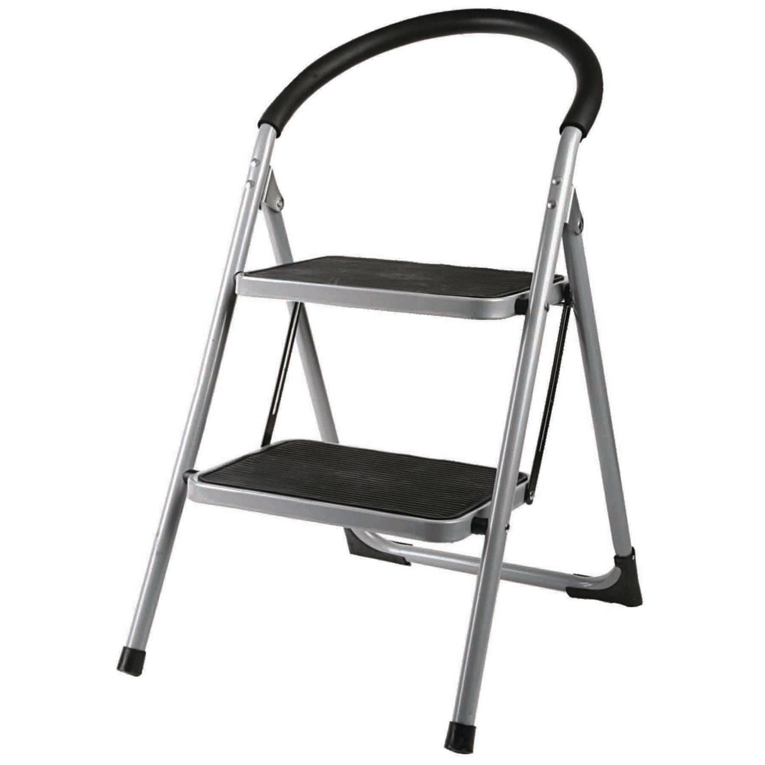 Deluxe 2 Step Steel Ladder with Comfort Grip Handle and Non-Marring ...