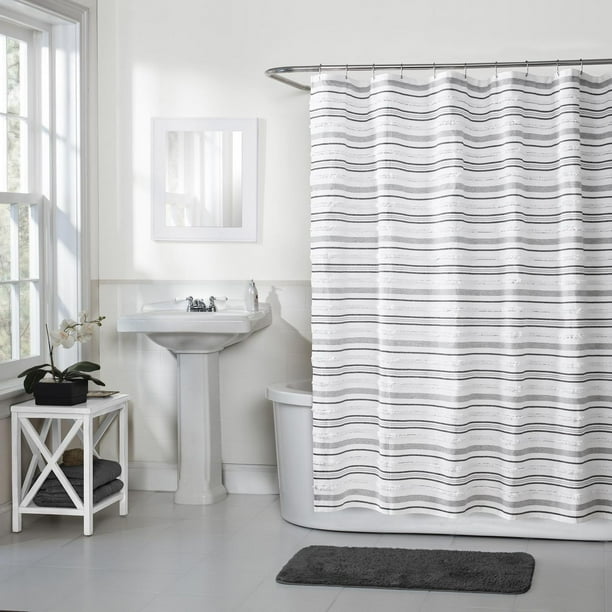 Hometrends Tufted Woven Heavy Weight Fabric Shower Curtain, 70" by 72