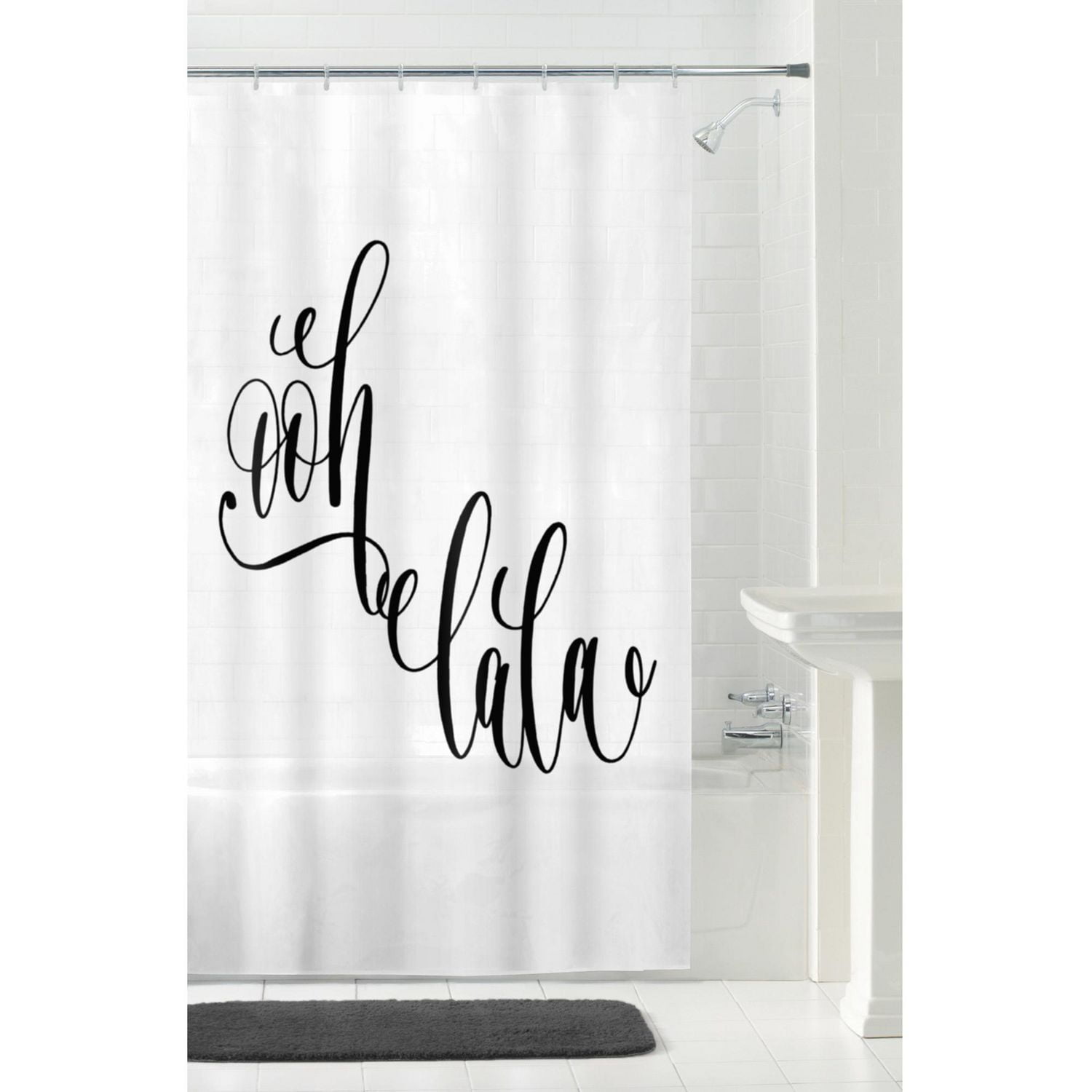 Mainstays Ooh La La Medium Weight PEVA Shower Curtain, 70 Inches by 72