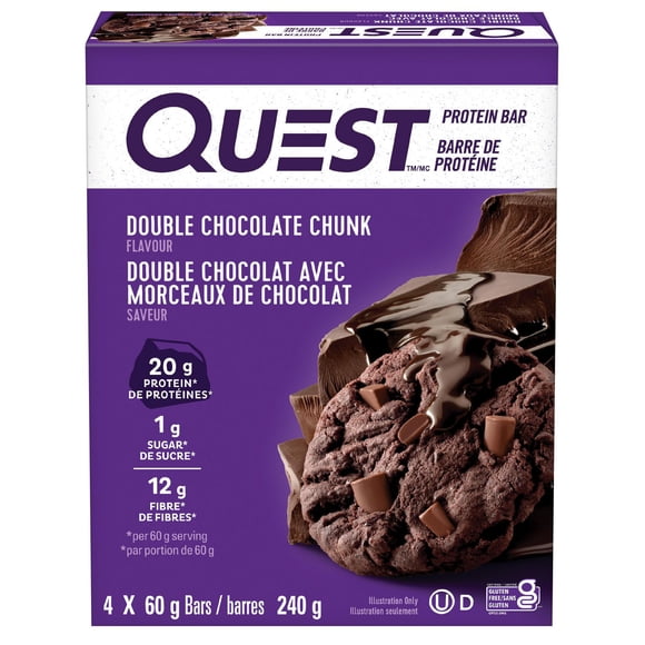 Quest Barre De Protéine Double chocolat Avec Morceaux De Chocolate