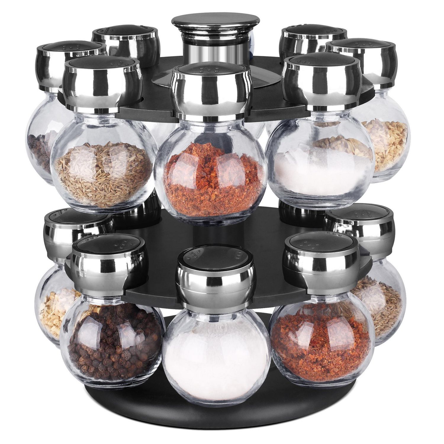 16 Piece Revolving Spice Rack Black