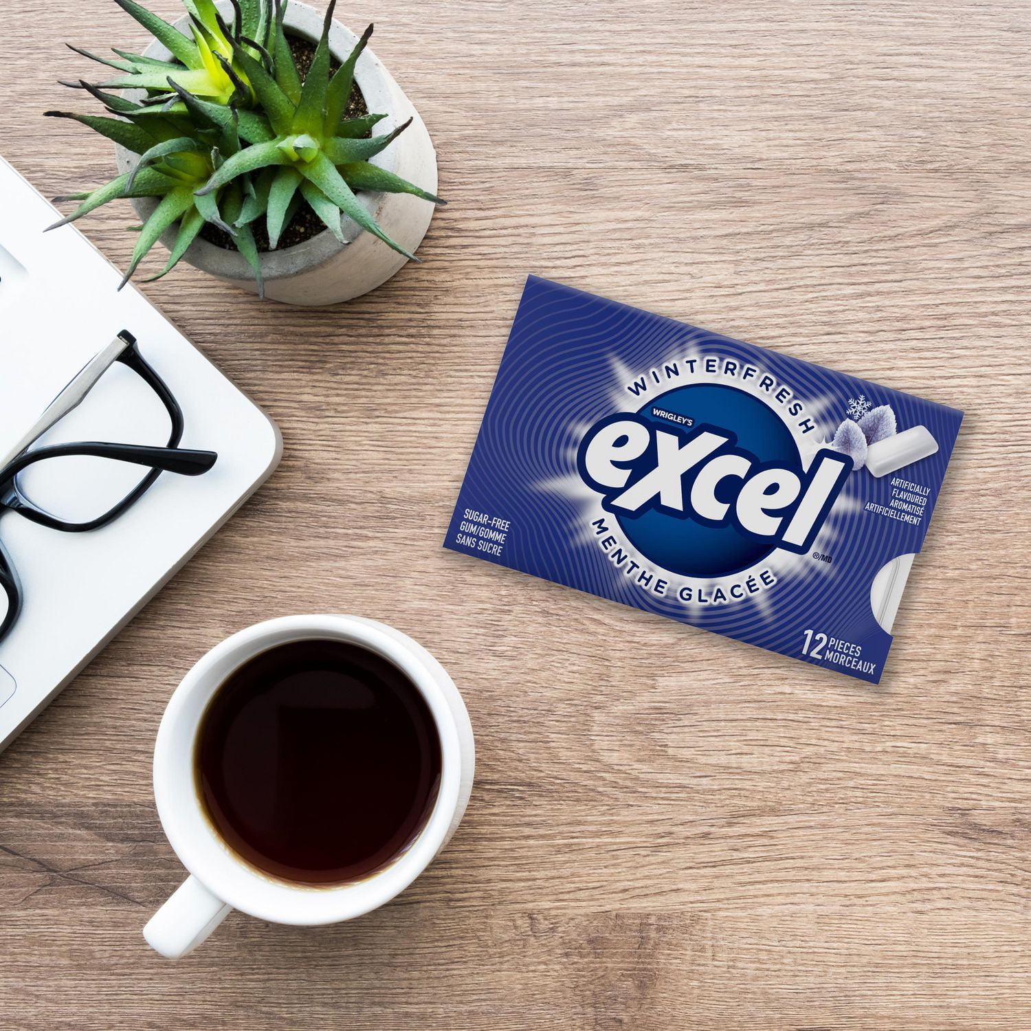 EXCEL, Winterfresh Flavoured Sugar Free Chewing Gum, 12 Pieces, 1 Pack, 4 Packs, 12 Pellets/Pack