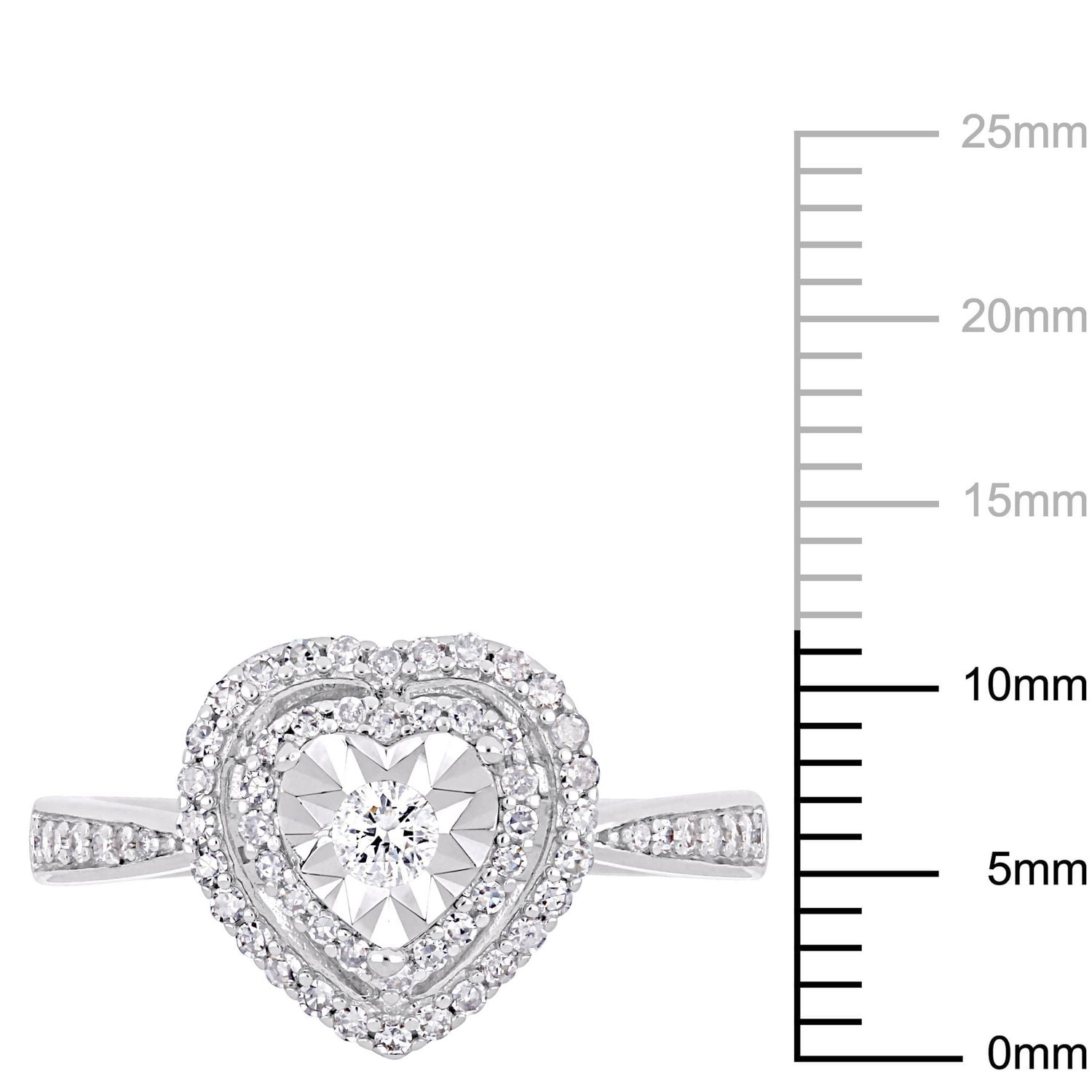 Miabella 3/8 Carat T.W. Diamond Sterling Silver Double HALO Heart Engagement Ring
