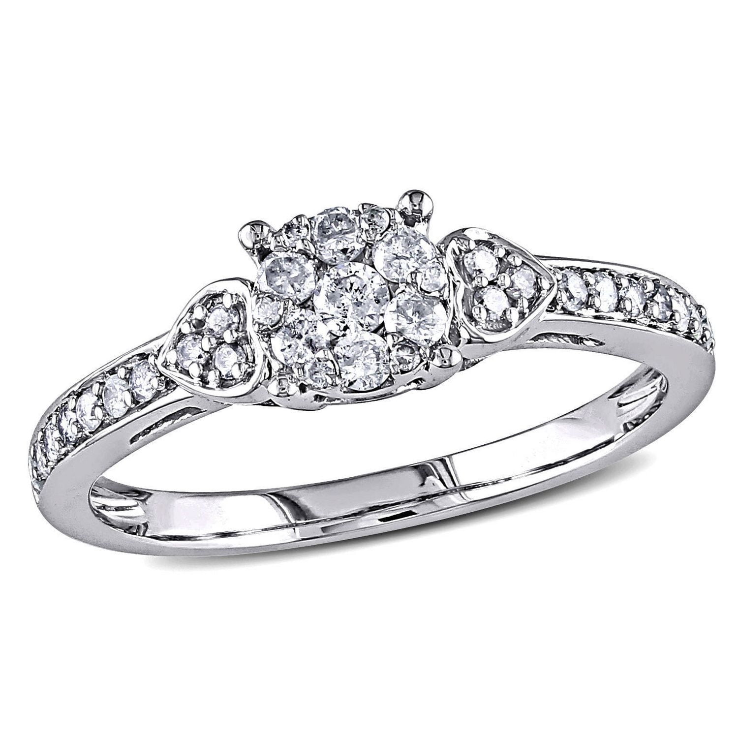 Miabella 1/3 Carat T.W. Diamond 10 K White Gold HALO Engagement Ring