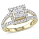 Bague de fiançailles auréole Miabella avec diamants de coupe princesse 1 CT poids total en or jaune 14K – image 1 sur 4