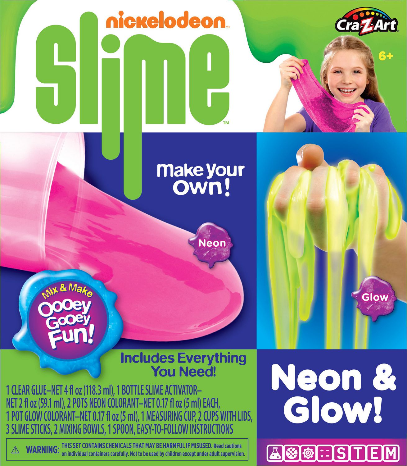 Cra-Z-Art Nickelodeon Slime Kit - Neon & Glow - Make Your Own