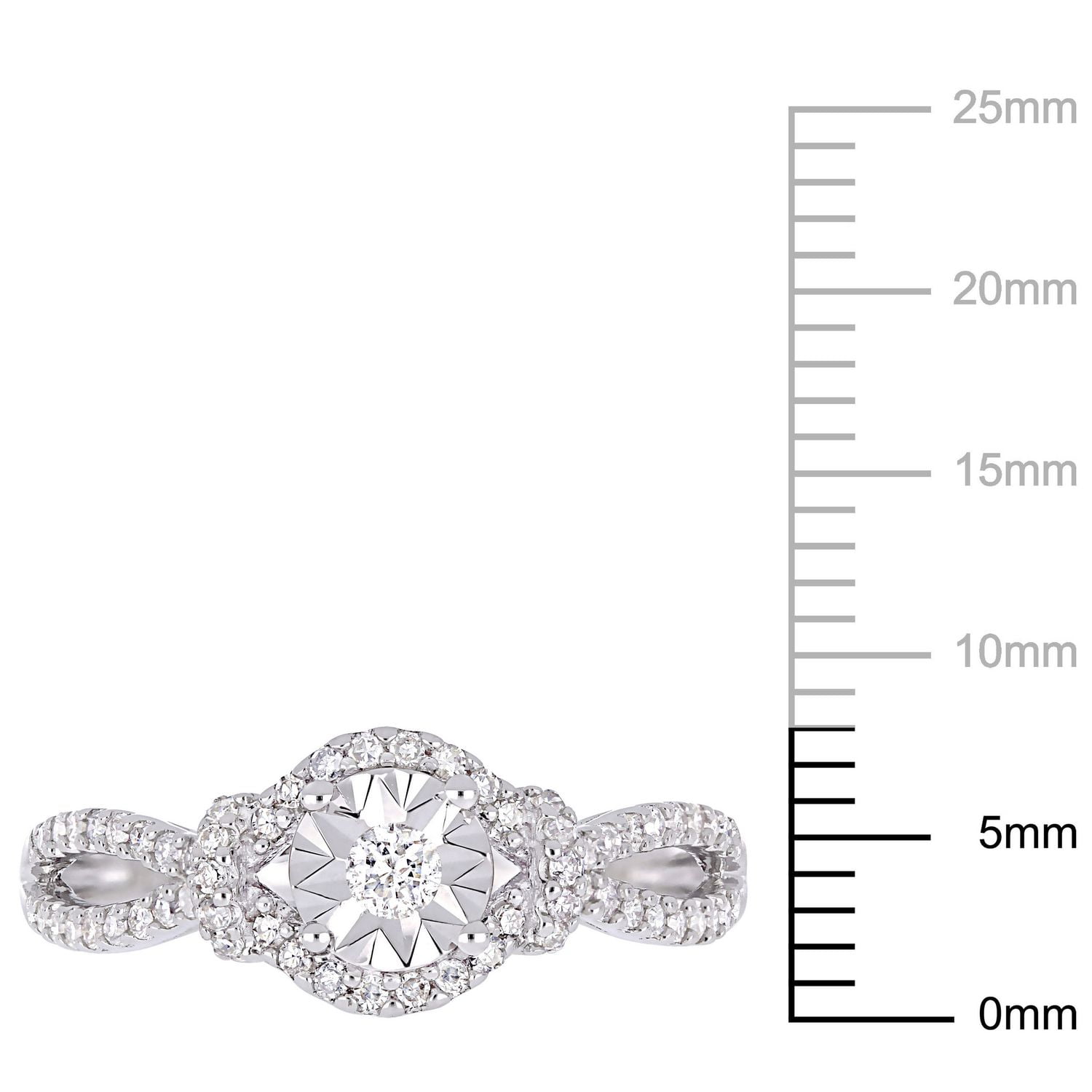 Miabella 1/3 Carat T.W. Diamond Sterling Silver Split Shank HALO Engagement Ring