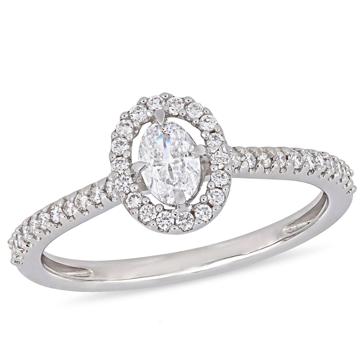 Miabella 1/2 Carat T.W. Diamond Oval-Cut 14 K White Gold Floating HALO ...