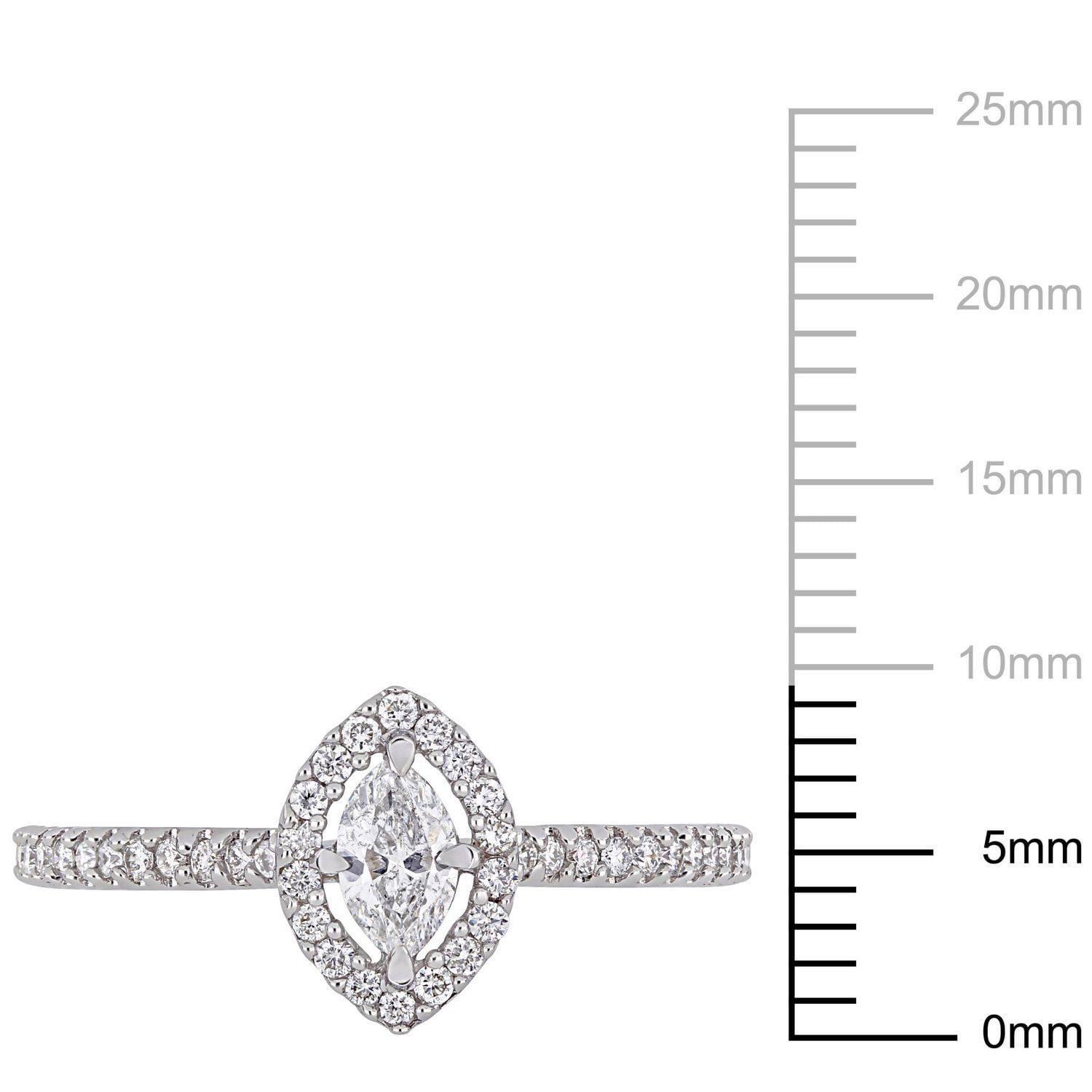 Bague de fiançailles avec auréole flottant Miabella avec diamants de coupe marquise 1/2 CT poids total en or blanc 14K