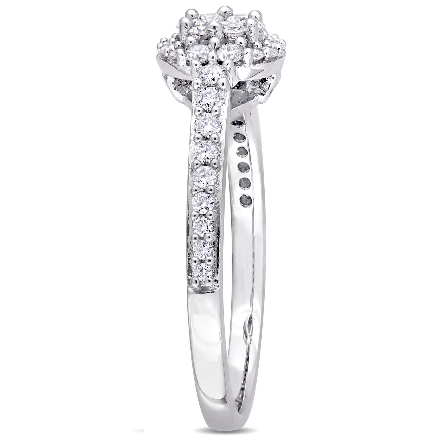 Miabella 1/2 Carat T.W. Diamond 14 K White Gold Composite HALO Engagement Ring
