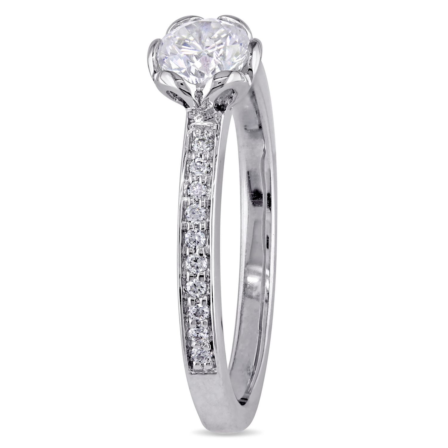 Miabella 5/8 Carat T.W. Diamond 14 K White Gold Floral Engagement Ring
