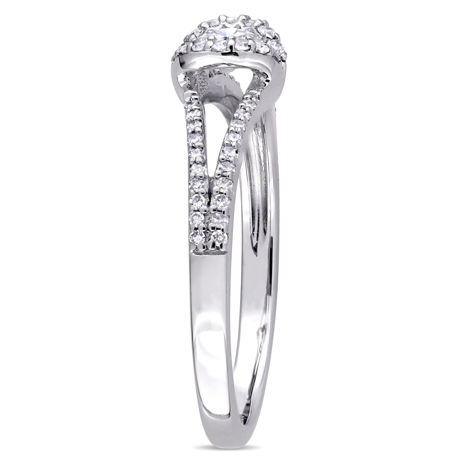 Miabella 2/5 Carat T.W. Diamond 14 K White Gold Split Shank Engagement Ring