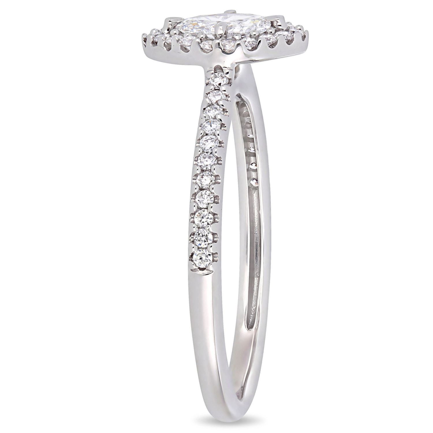 Bague de fiançailles avec auréole flottant Miabella avec diamants de coupe marquise 1/2 CT poids total en or blanc 14K