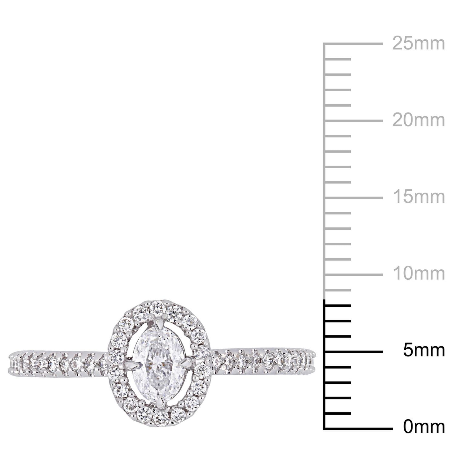 Miabella 1/2 Carat T.W. Diamond Oval-Cut 14 K White Gold Floating HALO Engagement Ring