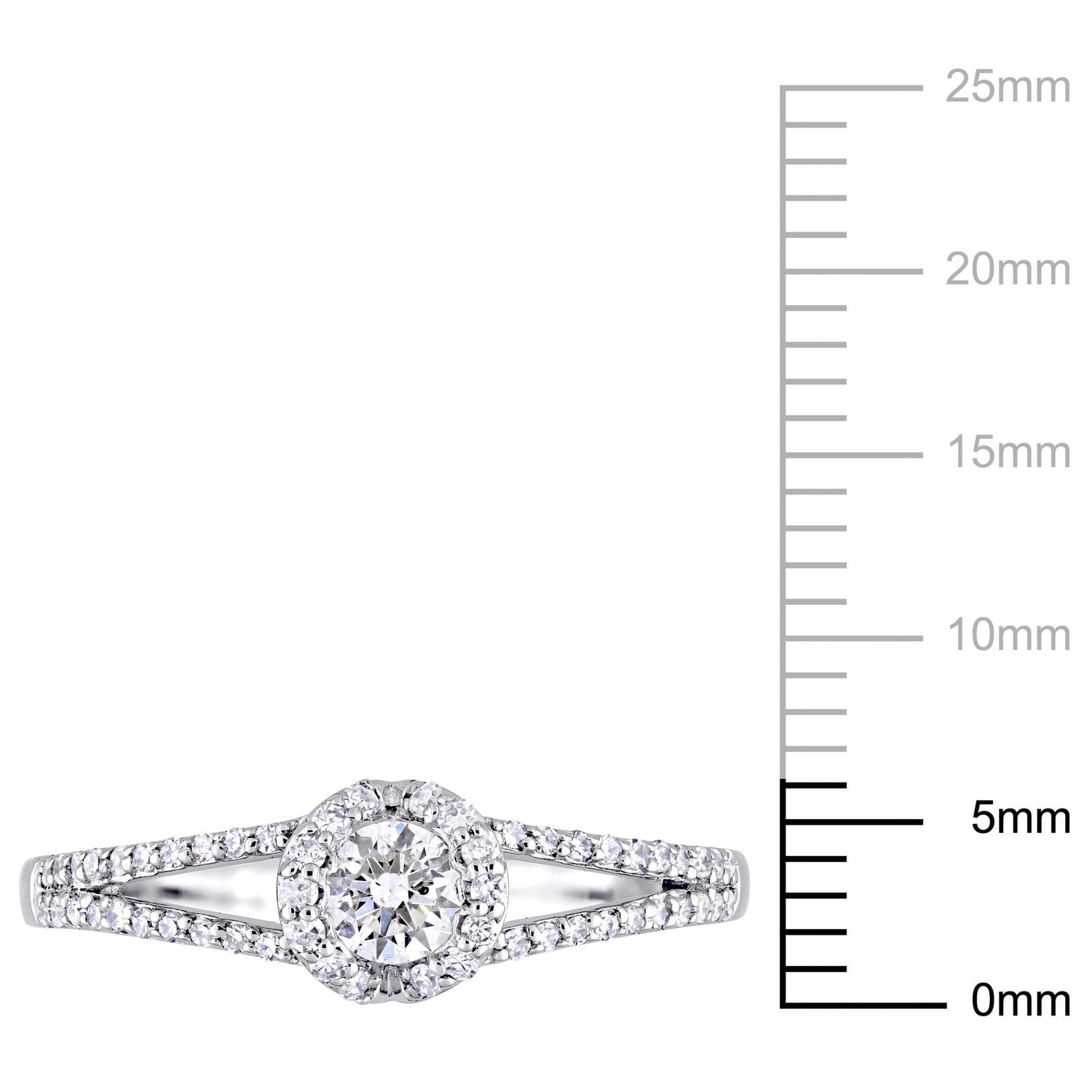 Miabella 2/5 Carat T.W. Diamond 14 K White Gold Split Shank Engagement Ring