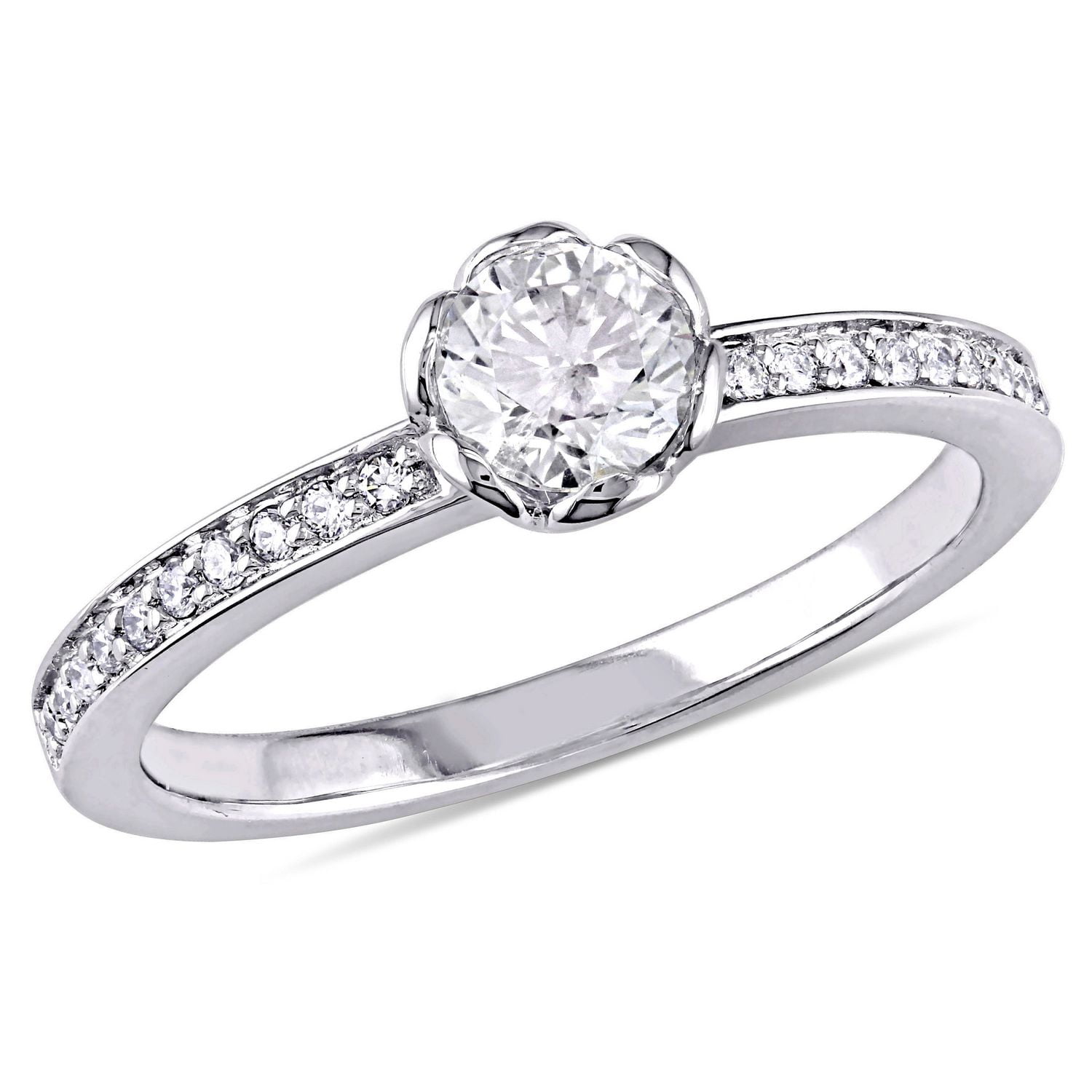 Miabella 5/8 Carat T.W. Diamond 14 K White Gold Floral Engagement Ring