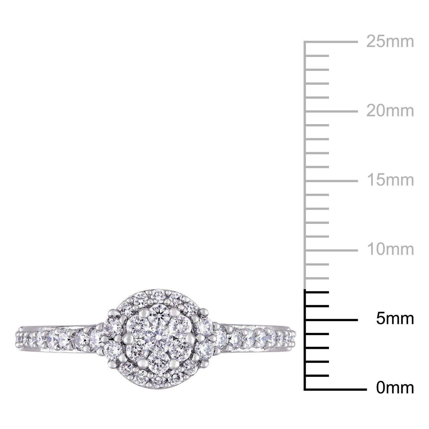 Miabella 1/2 Carat T.W. Diamond 14 K White Gold Composite HALO Engagement Ring