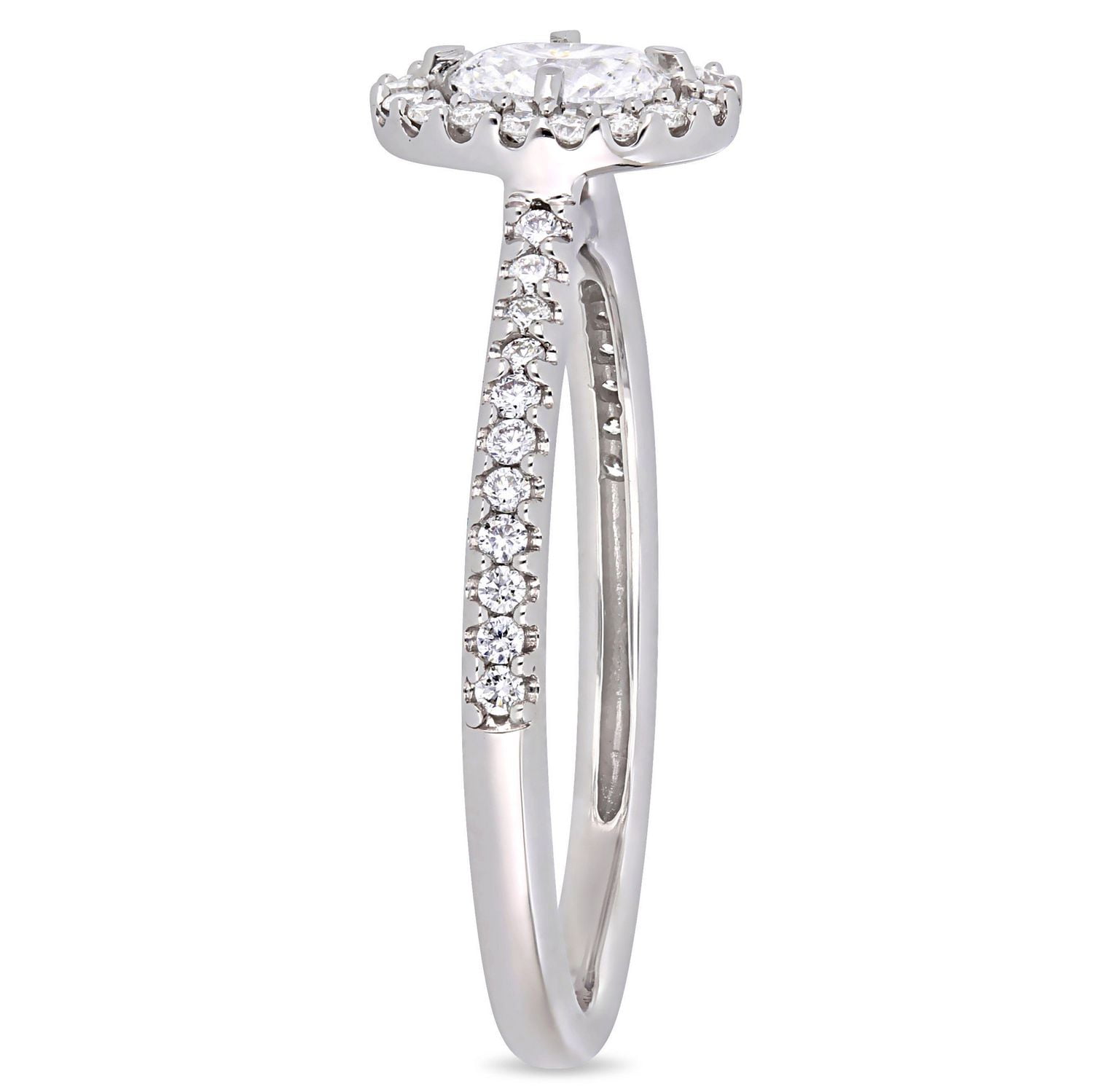 Miabella 1/2 Carat T.W. Diamond Oval-Cut 14 K White Gold Floating HALO Engagement Ring