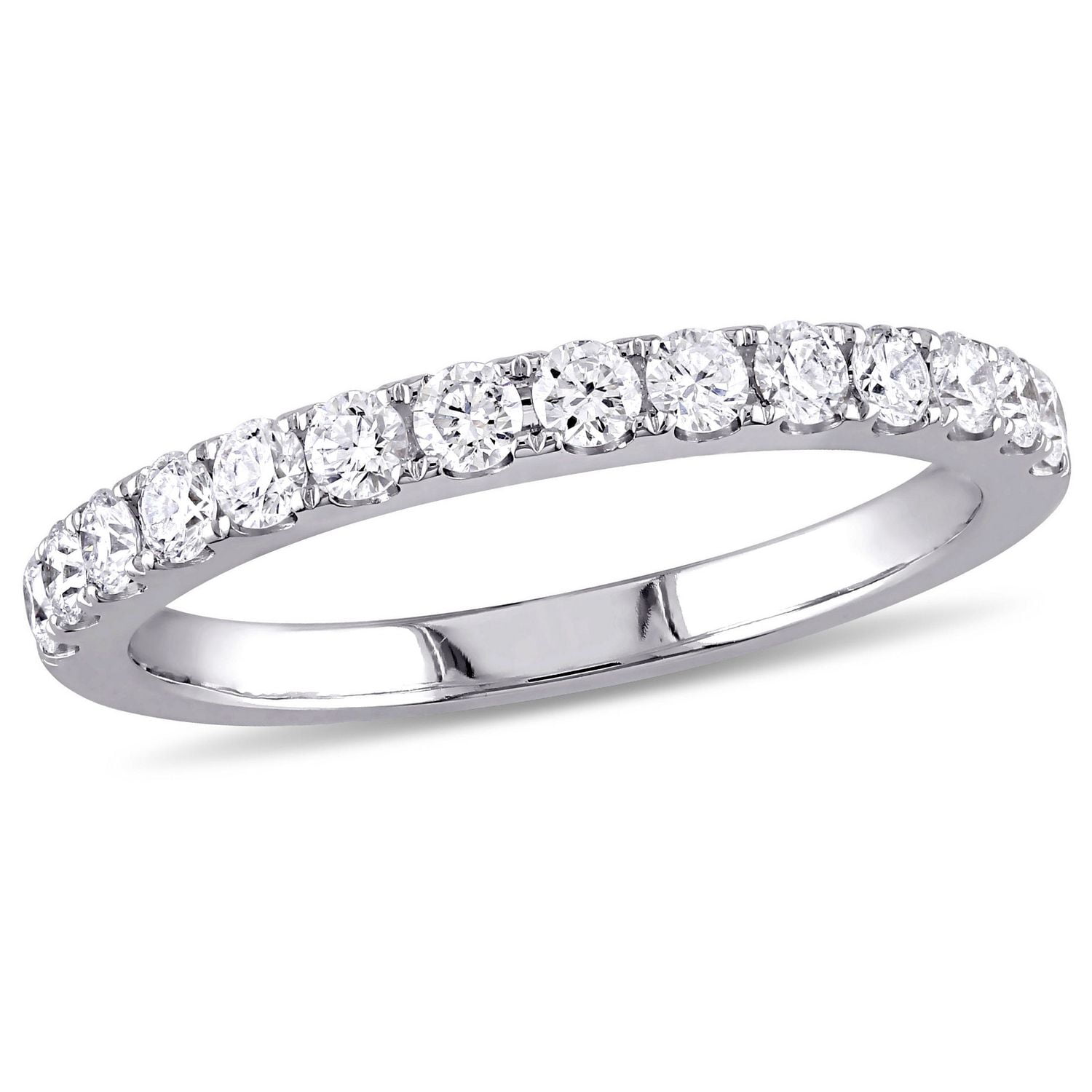 Bague d'anniversaire de style éternité Miabella avec diamants 1/2 CT poids total en or blanc 10K