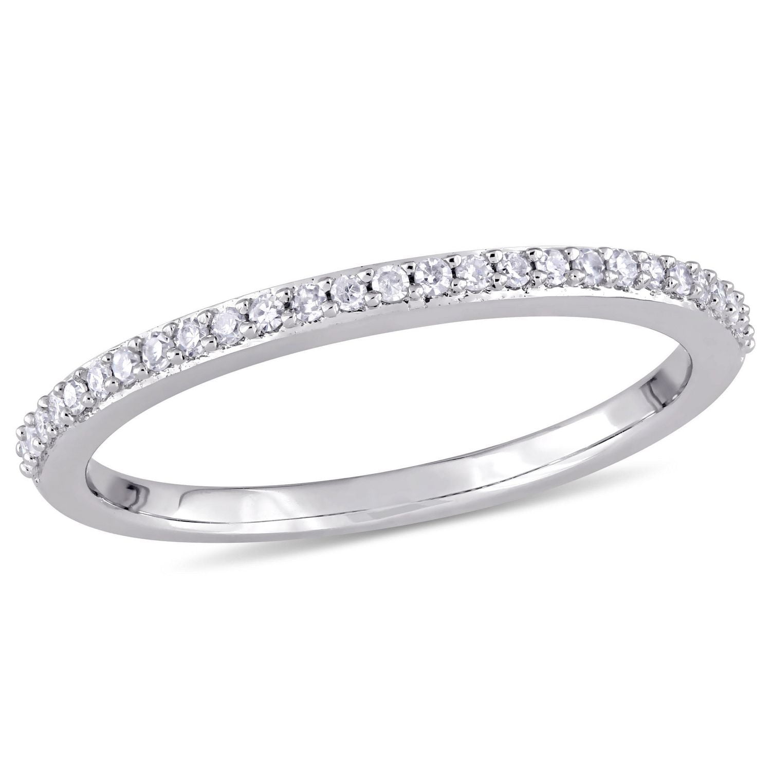 Miabella 1/8 Carat T.W. Diamond 14 K White Gold Semi-Eternity Anniversary Band