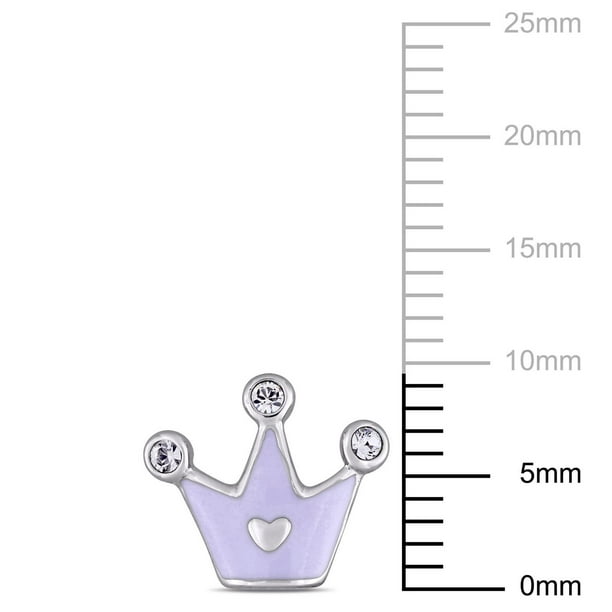 Boucles d'oreille pour enfant Cutie Pie Jewels de forme couronne avec  cristal Swarovski 0,12 CT PBT en argent sterling 