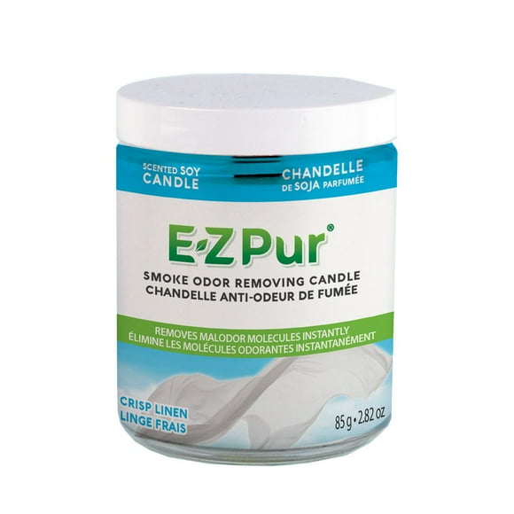 EZ Pur Smoke Odor Eliminating Candle Air Freshener, Crisp Linen, 1-Wick Soy Candle