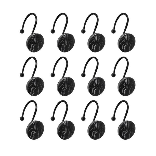 Black Shower Curtain Hooks Rust Proof, Square Bling Decorative Shower  Curtain Rings, Metal Shower Hooks , for Shower Curtain Liner, Aqua Rust  Proof