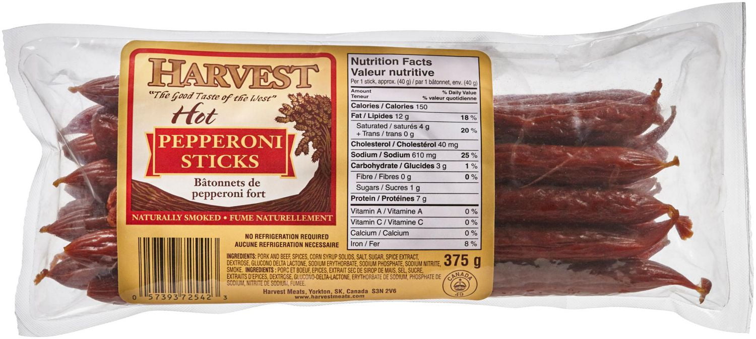 Harvest Naturally Smoked Hot Pepperoni Sticks Walmart Canada