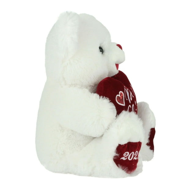 Peluche ours blanc à coeur 45 cm - 5273