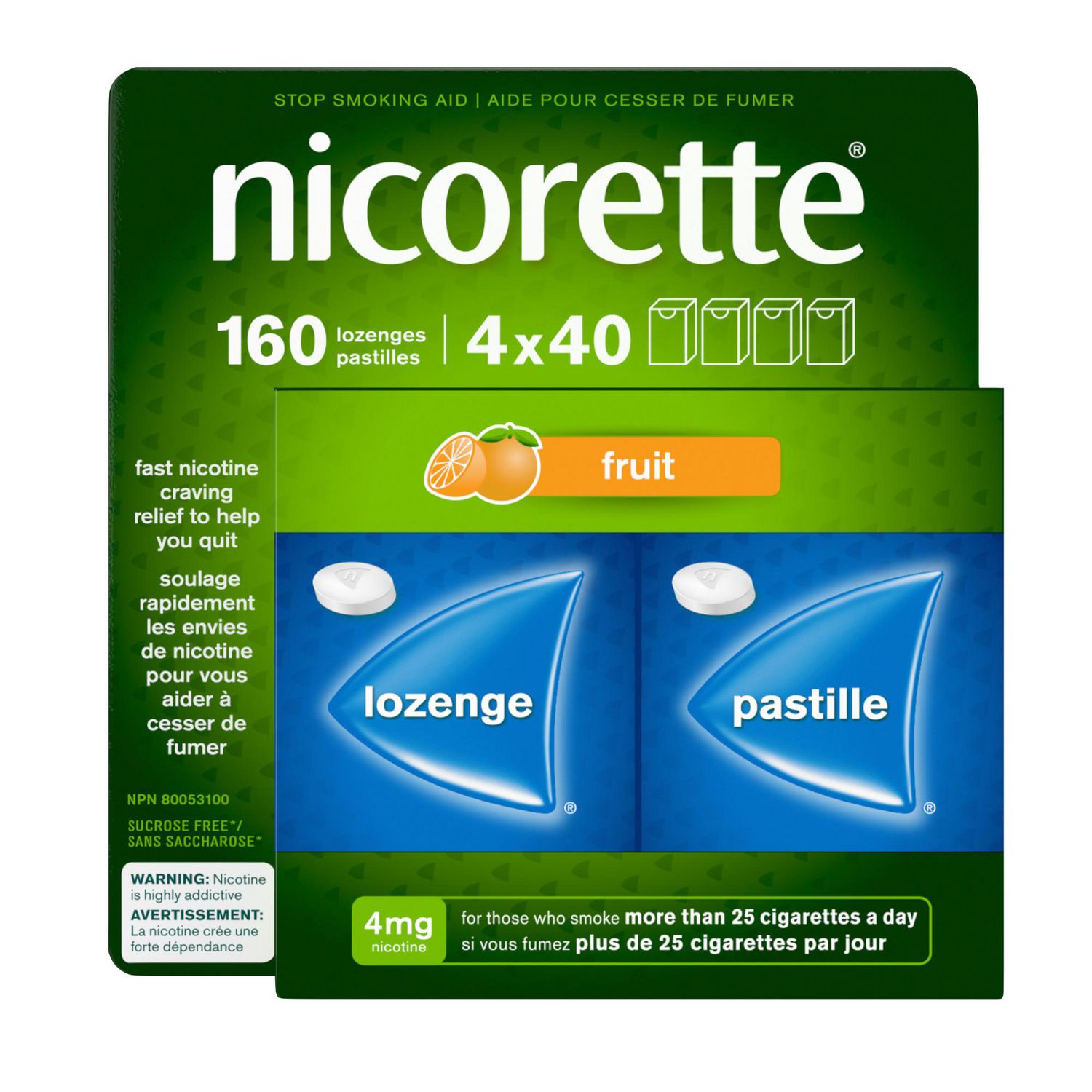 Nicorette Fruit 4 mg Lozenges, Quit Smoking Aid, NRT, Nicotine Replacement Products, Craving Relief, Fruit Flavoured, 160 Pack