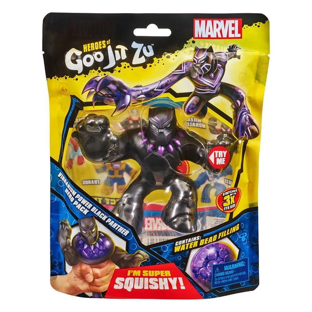 Heroes Of Goo Jit Zu Marvel Hero Pack – Black Panther Con Gel Viola - Giocattolo Squishy Elastico Per Bambini 4-8 Anni - Regalo Natale - 3