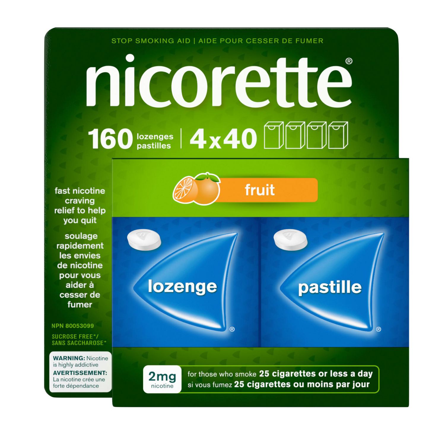 Nicorette 2mg Nicotine Lozenges, Fruit – Quit Smoking Aid, Discreet Craving & Withdrawal Relief, Nicotine Replacement Therapy (NRT), Sucrose-Free* Nicorette Lozenges, 160 Count