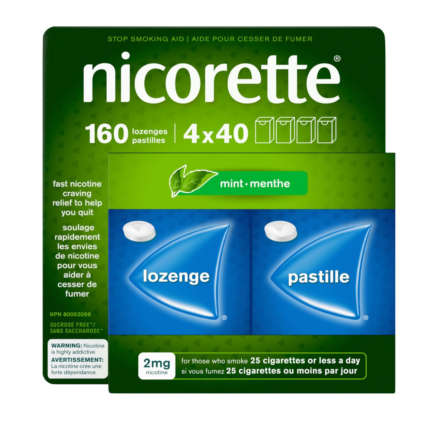 Nicorette 2mg Nicotine Lozenges, Mint – Quit Smoking Aid, Discreet Craving & Withdrawal Relief, Nicotine Replacement Therapy (NRT), Sucrose-Free Nicorette Lozenges, 160 Count