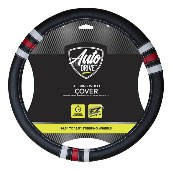 Custom Grip Black and Red Retro Steering Wheel Cover