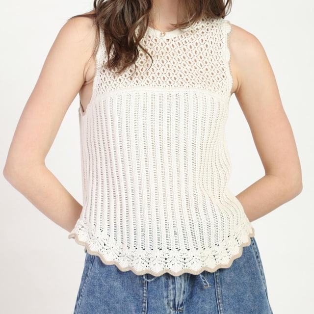 Bloom Girl Contrast Knit Sweater Tank, Sizes XS-XL