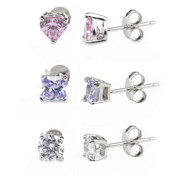 Trio boucle d'oreilles avec zircons cubiques en argent sterling Charisma