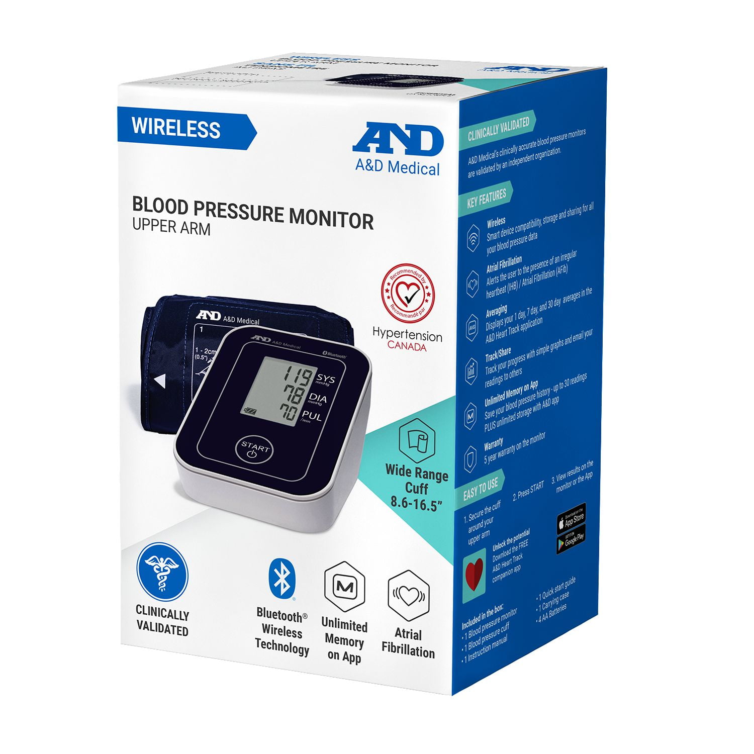 A&D Medical BLUETOOTH® Blood Pressure Monitor UA-651CNBLE