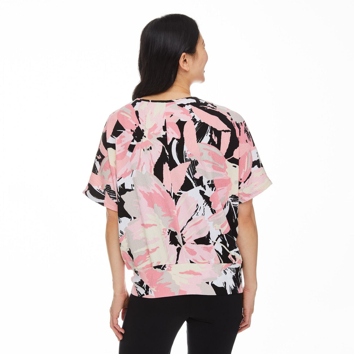 Penmans Women's Dolman Sleeve Crinkle Top with Necklace