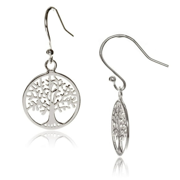 Charisma sterling silver 15mm polished tree of life drop earrings
